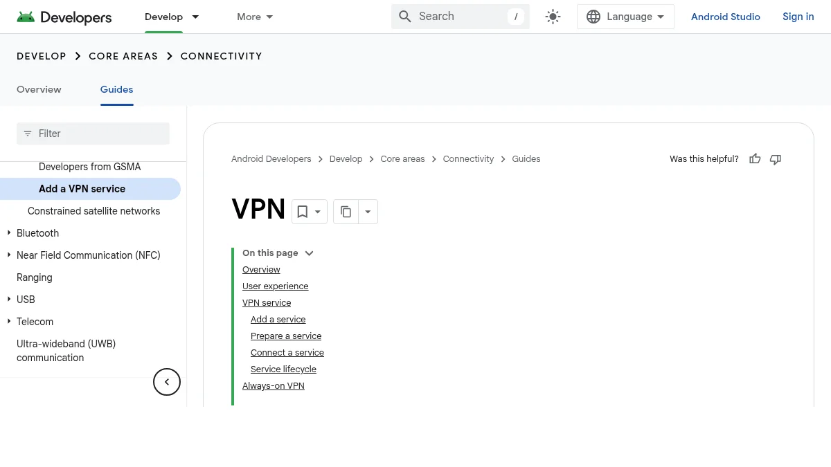 TUN mode: что это за режим в VPN и proxy-клиентах: изображение из источника Android Developers: VPN