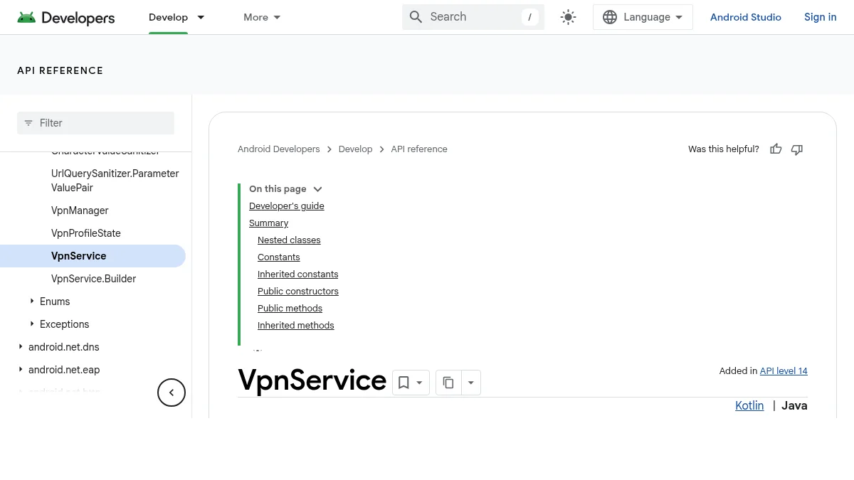 TUN mode: что это за режим в VPN и proxy-клиентах: изображение из источника Android Developers: VpnService API reference