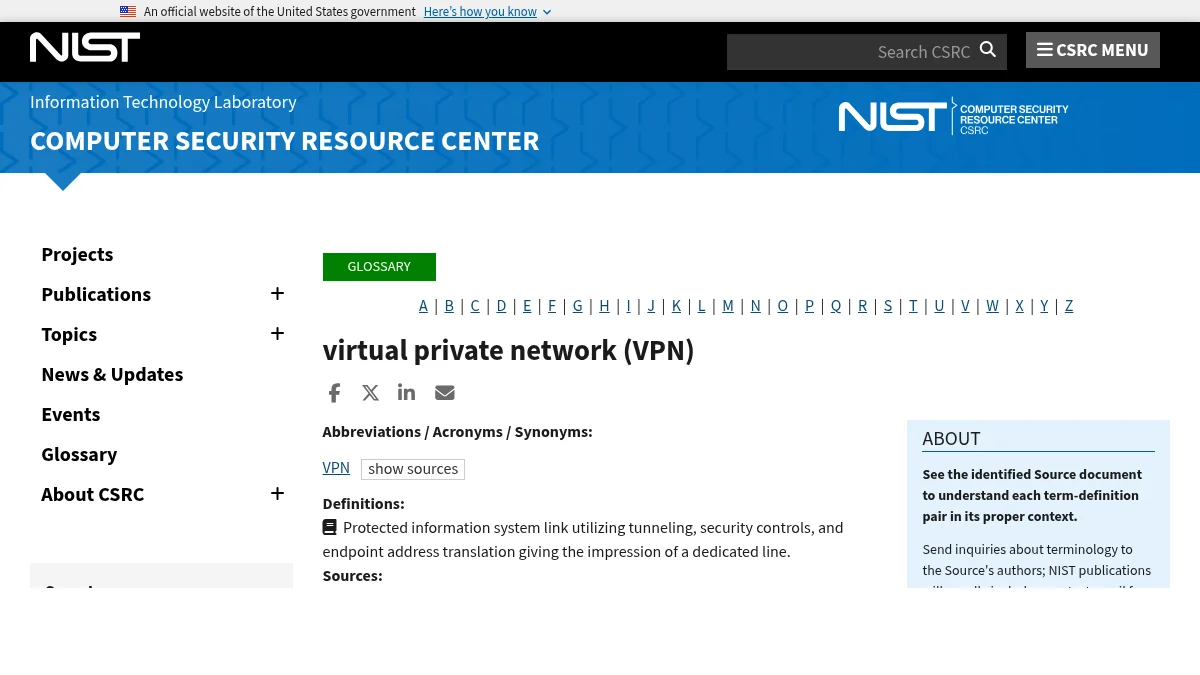 Что такое VPN и как он работает: изображение из источника NIST CSRC Glossary: Virtual Private Network